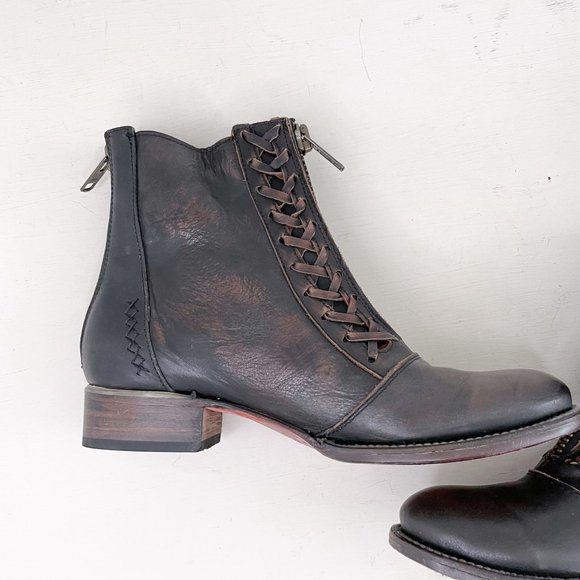 Freebird by Steven Brown Distressed Wales Zip Front Ankle Boots Booties Size 10 - Picture 10 of 12